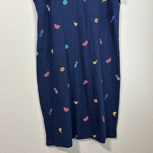Talbots Shift Dress Medium Fruit Print Embroidered Cotton Knit Pullover - Picture 4 of 8